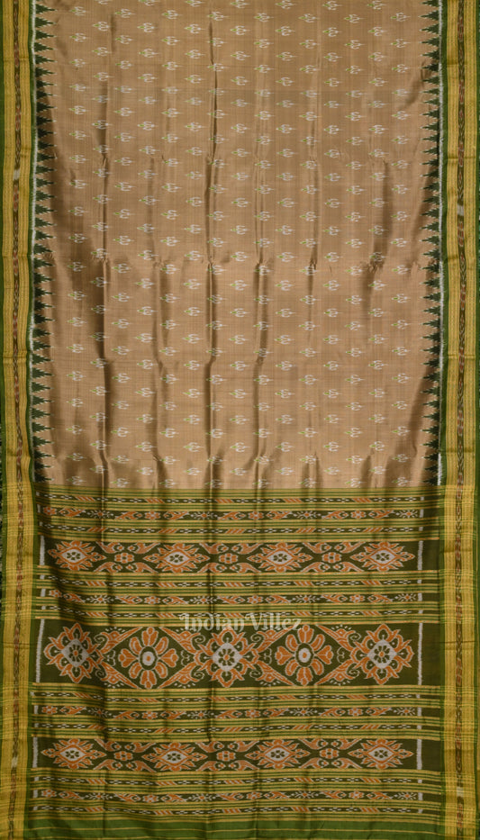 Olive Green Odisha Handloom Khandua Silk Saree