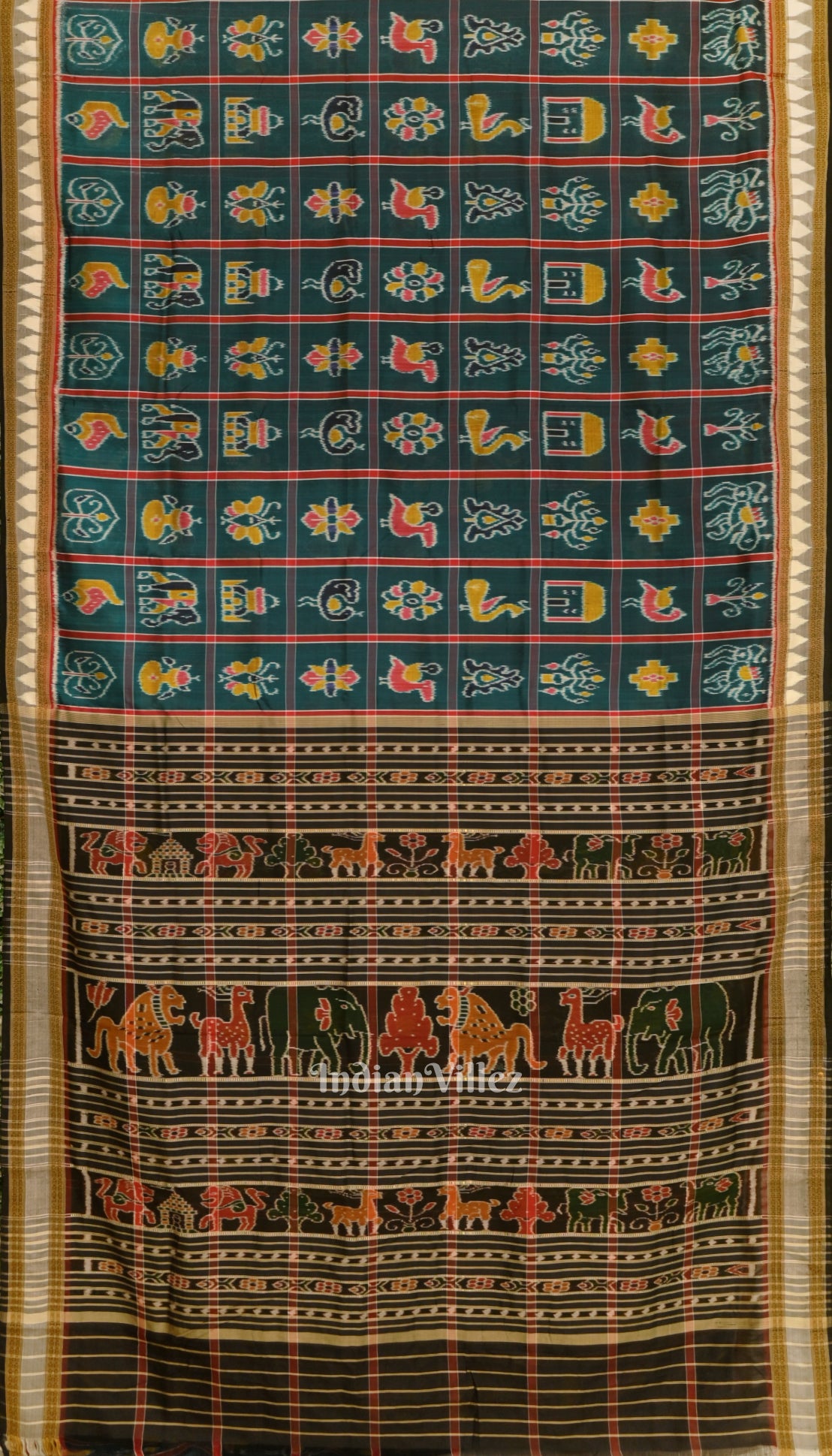 Peacock Green Nabakothi Khandua Silk Saree