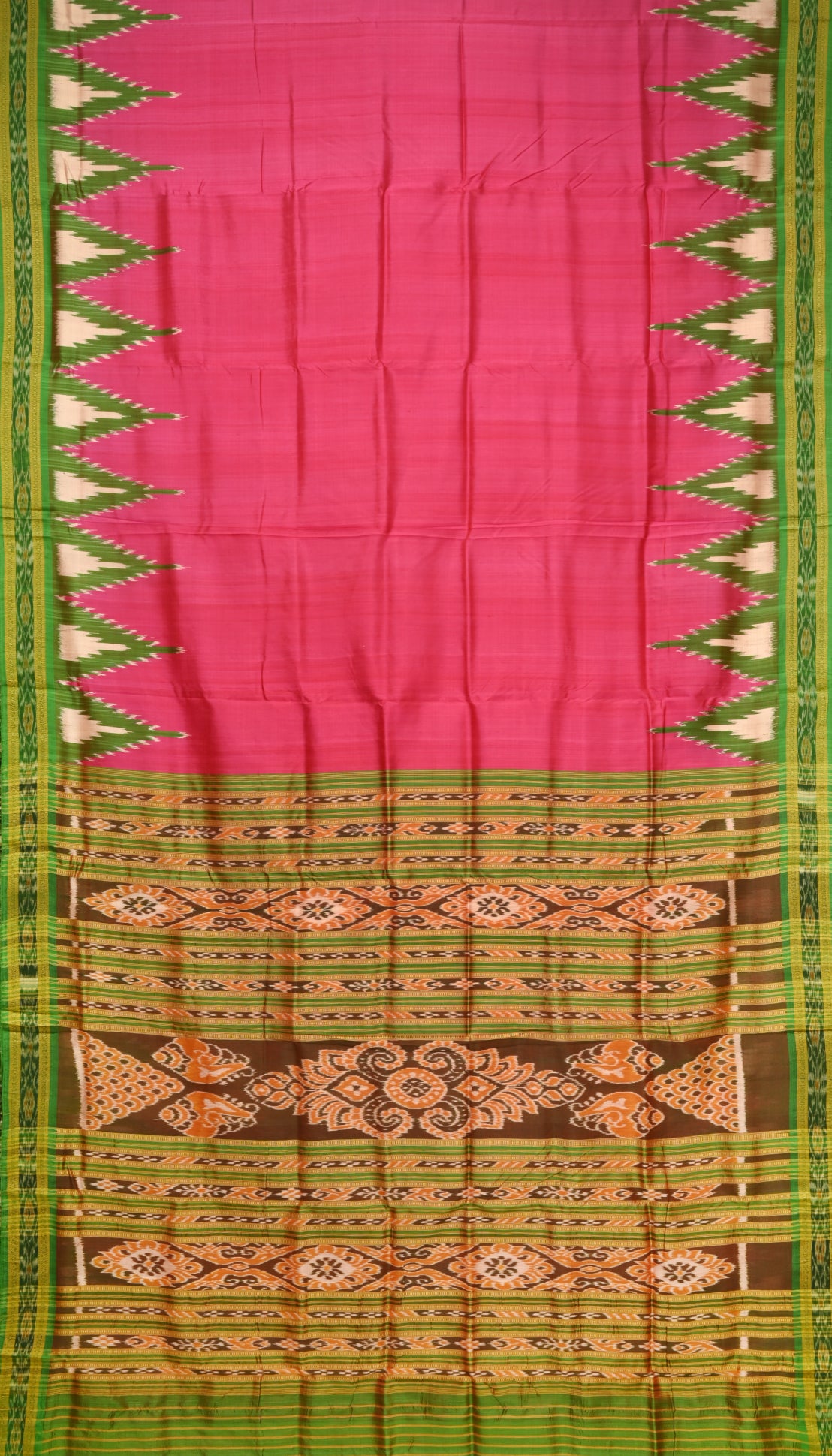 Rani Pink Phoda Kumbha Design Odisha Ikat Khandua Silk Saree