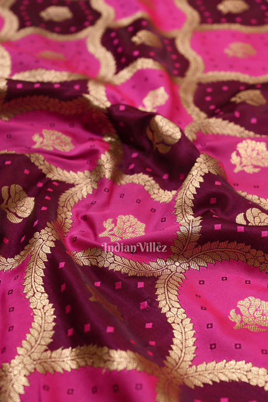 Rani Pink Rangkart Mashru Satin Silk Banarasi Saree