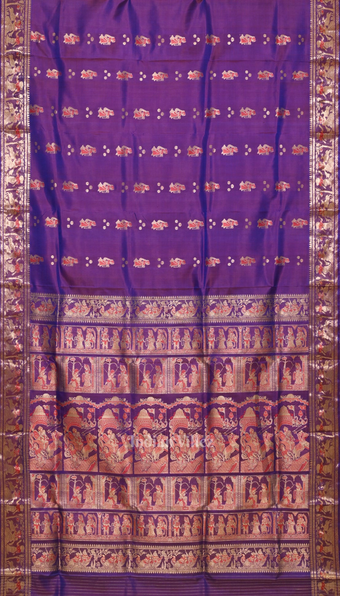 Purple Dual tone Handwoven Baluchari Silk Saree