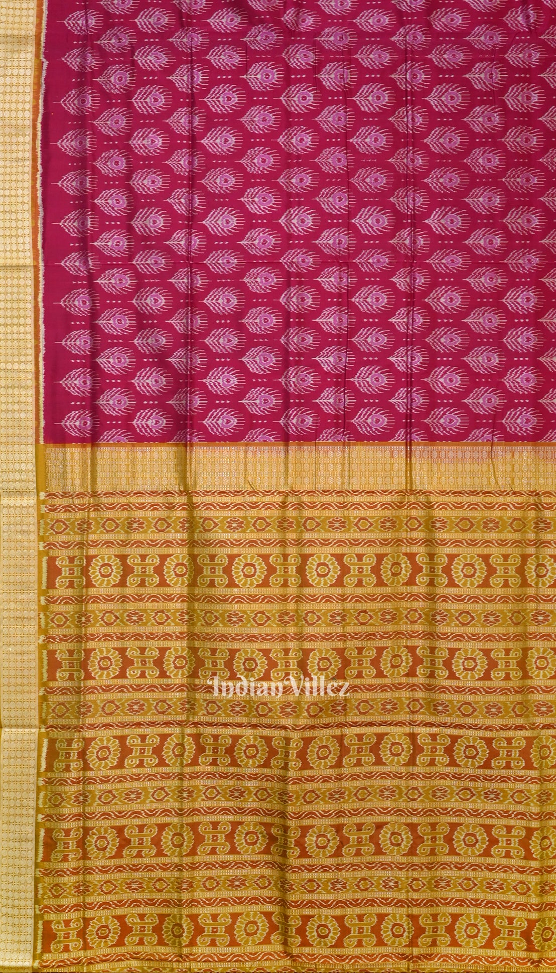 Maroon Mayur Pankha Theme Sambalpuri Silk Saree