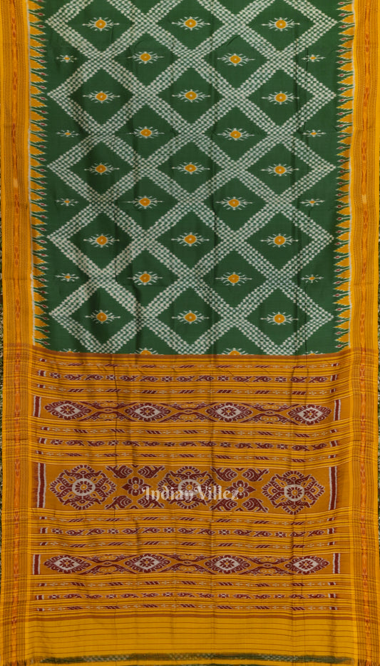 Green Tarabali Ikat Odisha Handloom Silk saree