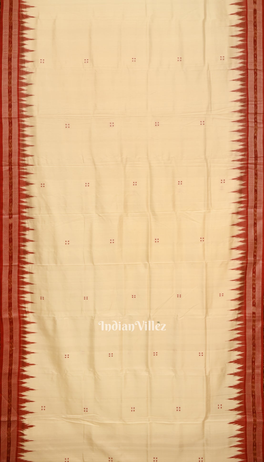 White Red Phoda Kumbha Design Odisha Ikat Khandua Silk Saree