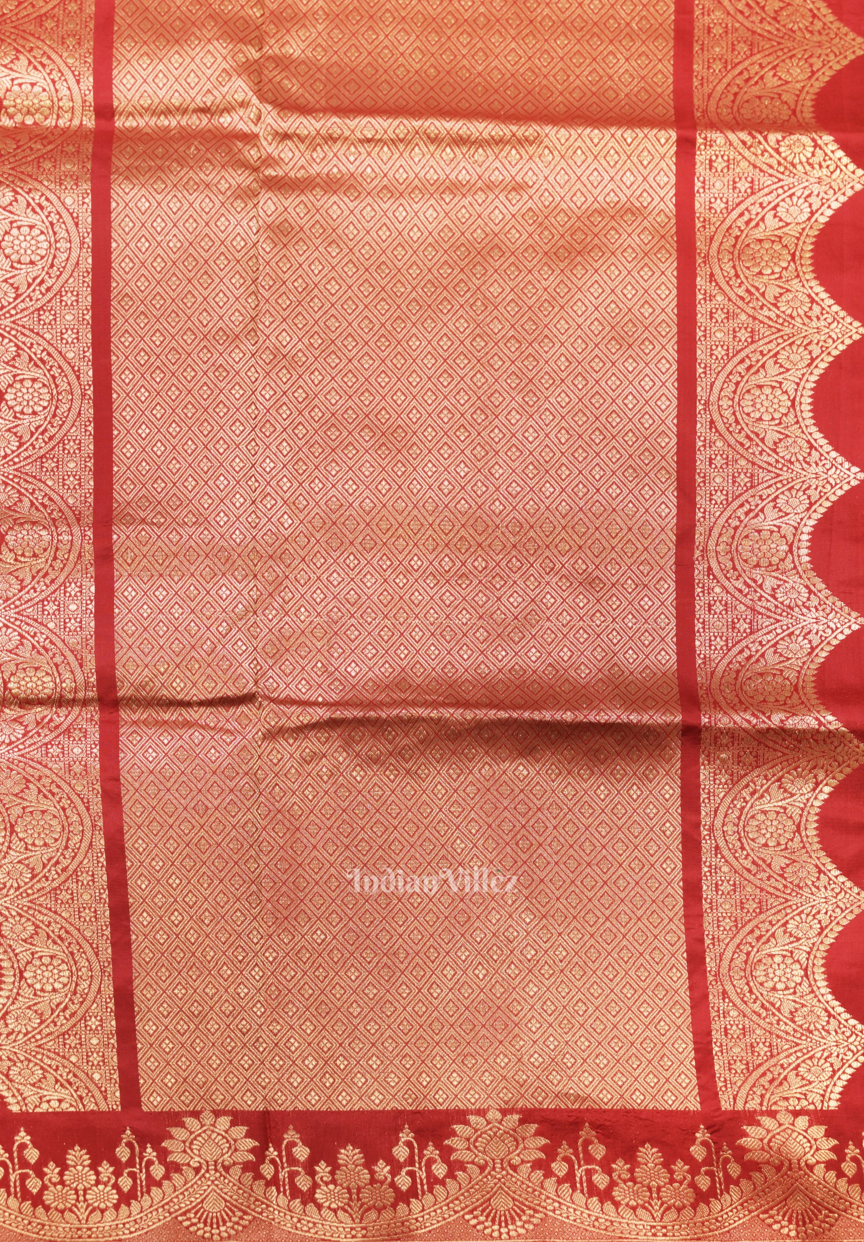 Red Designer Pure Banarasi Katan Silk Saree