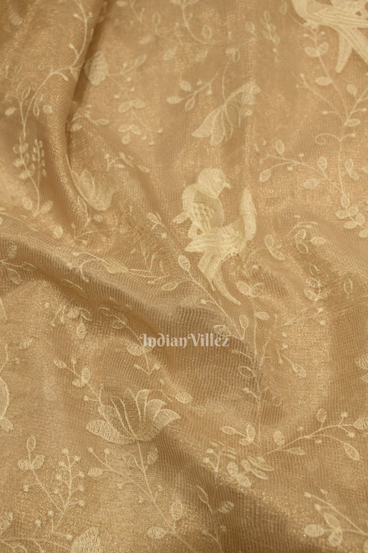 Exlusive Golden Floral Design Banarasi Tissue Saree 