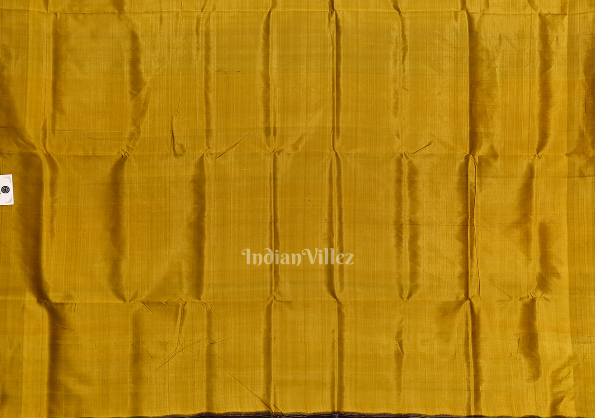 Purple with Mustard yellow Music Instrumental Theme Ikat Silk Saree