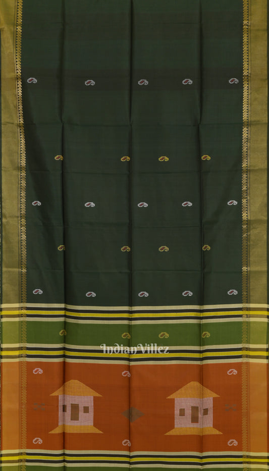 Green With Copper Pure South Soft Silk Saree