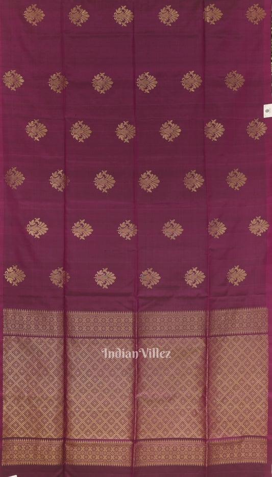 Maroon Golden Floral Design Pure Kanjivaram Soft Silk Saree