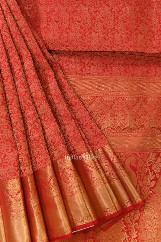 Hot Red pure authenticate Kanjivaram Silk Saree