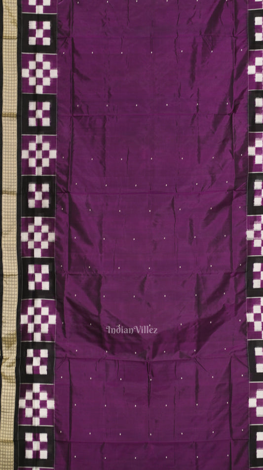 Violet Black Pasapali Border Bomkai Sambalpuri Silk saree