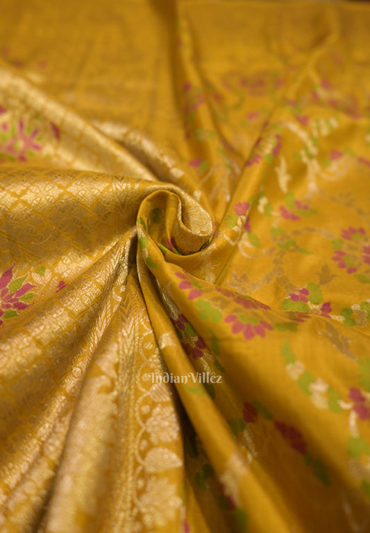 Yellow Designer Meenakari Banarasi Katan Silk Saree