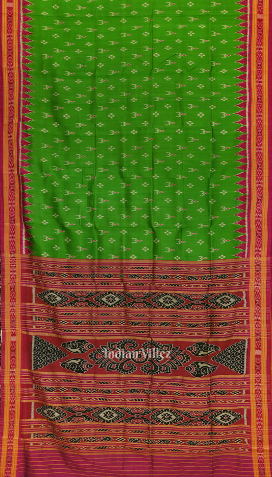 Green Pink Mayur Chandrika Khandua Silk Saree