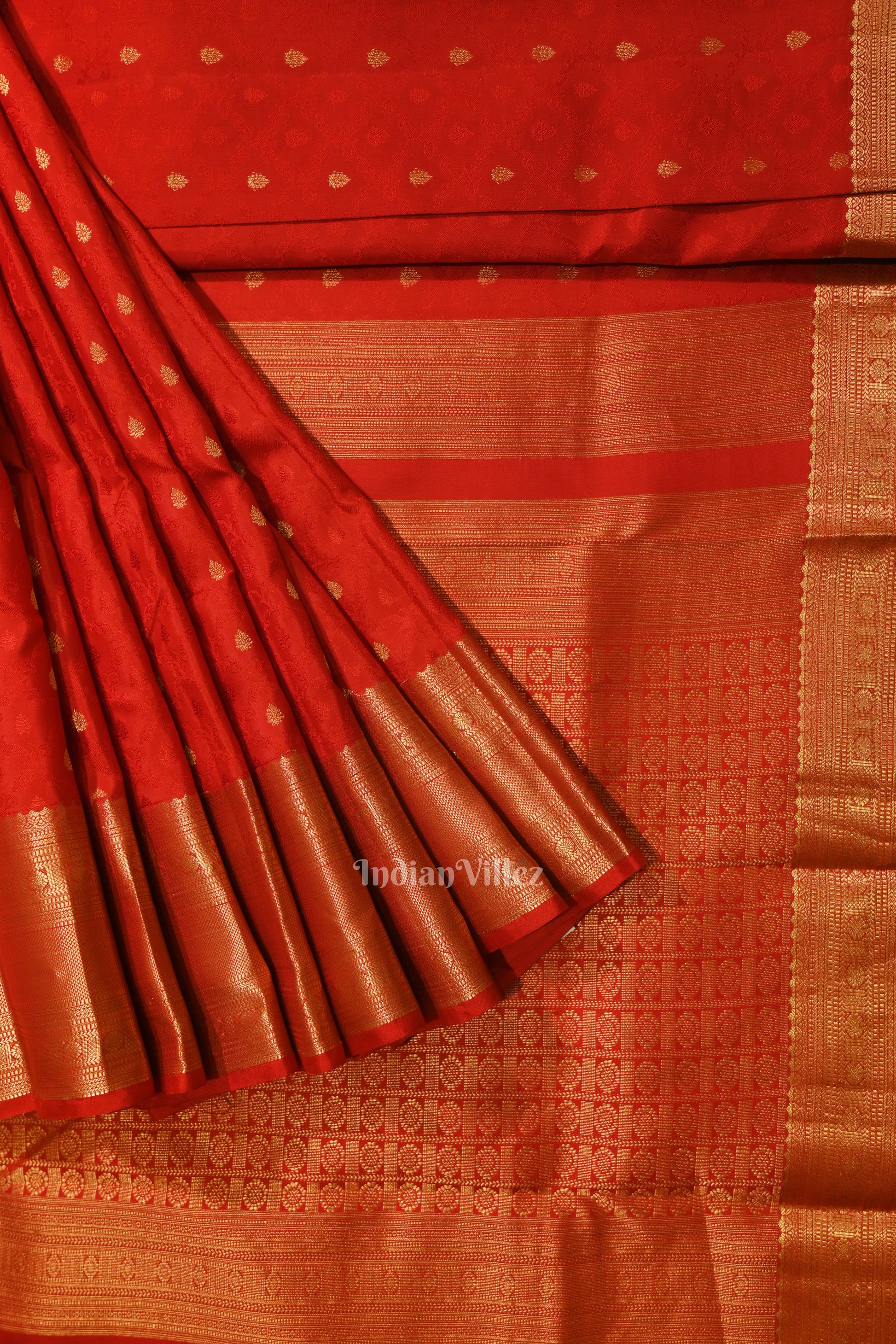  Blood Red pure Kanjivaram Silk Saree with  Zari Brocade