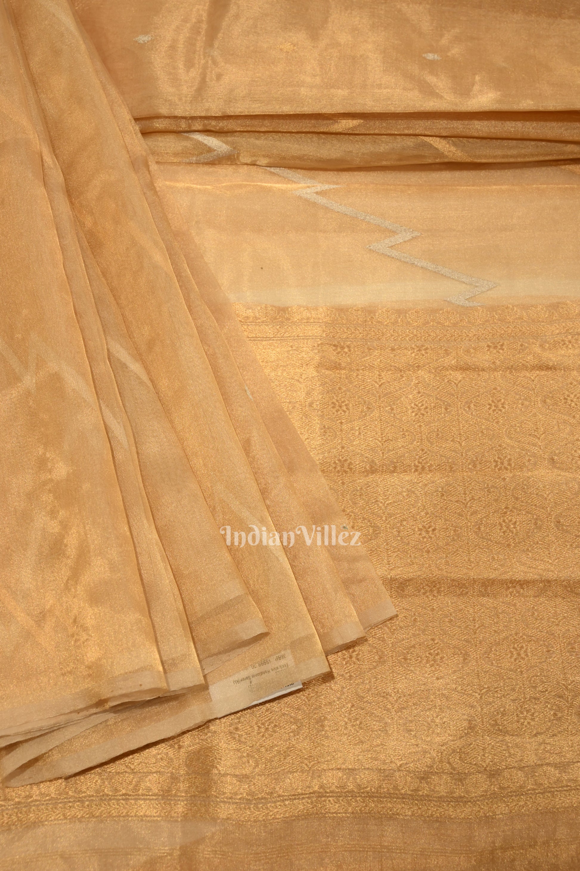 Peach Pure Kora Organza Banarasi Saree