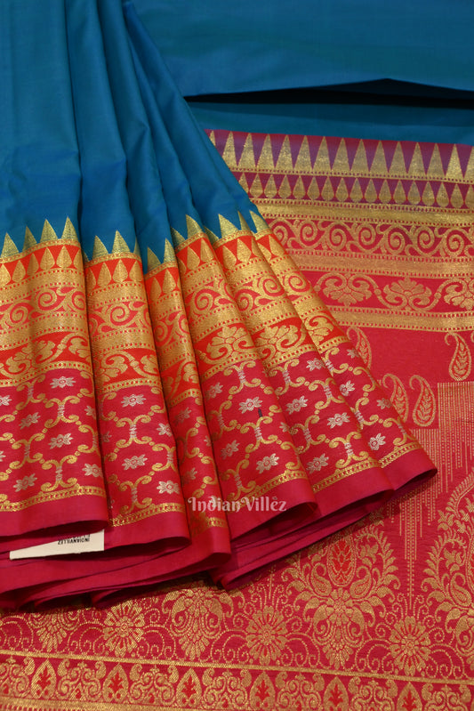 Copper Sulphate Pure Kanjivaram Silk Saree