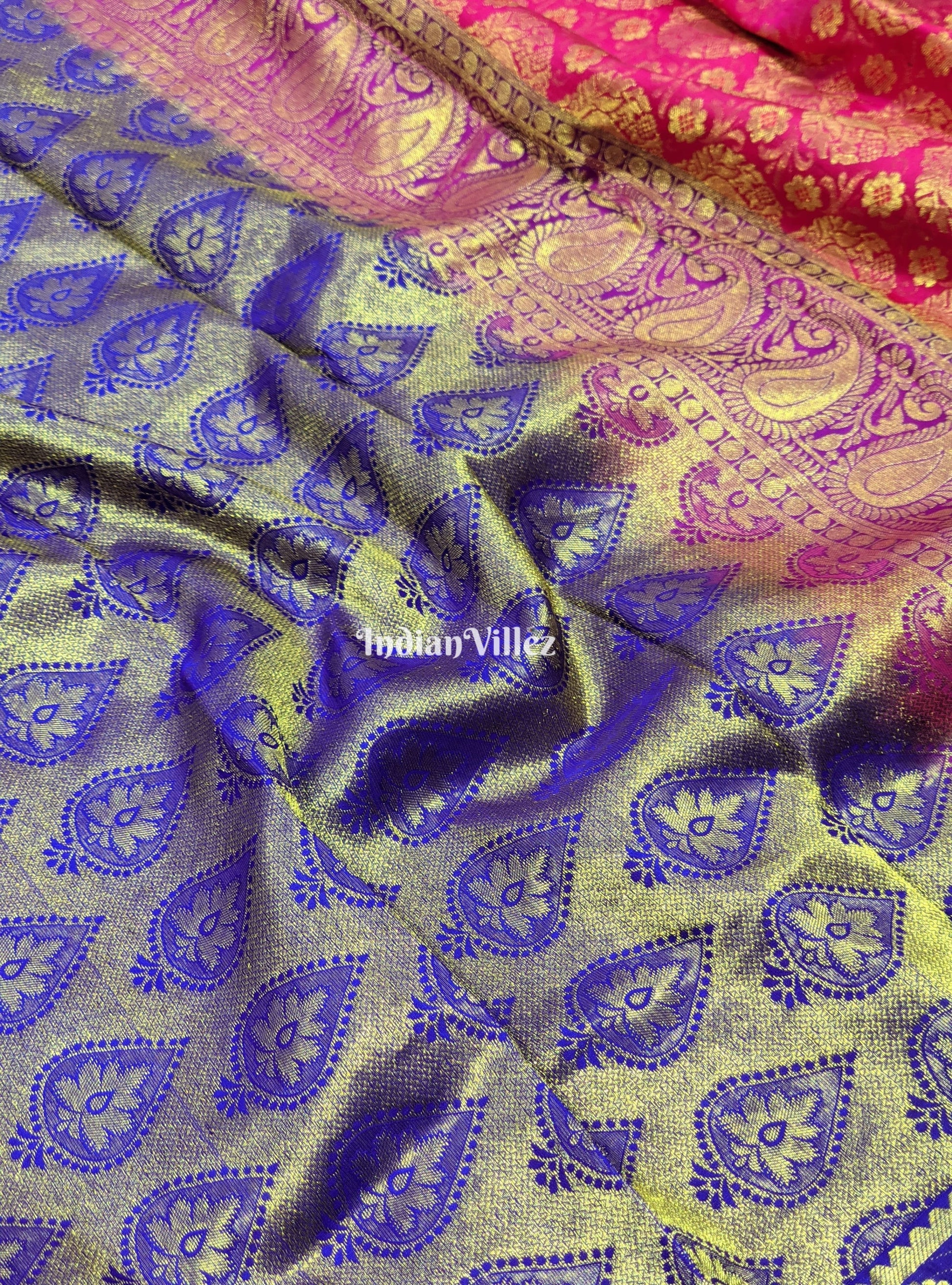 Rani Pink Pure Kanjivaram Silk Saree