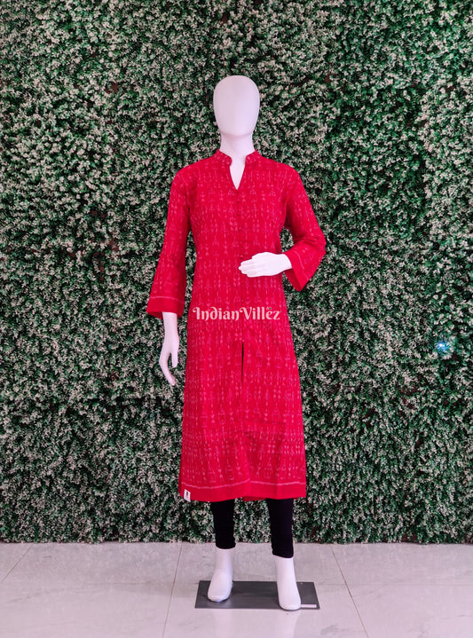 Red Odisha Ikat Designer Cotton Kurti