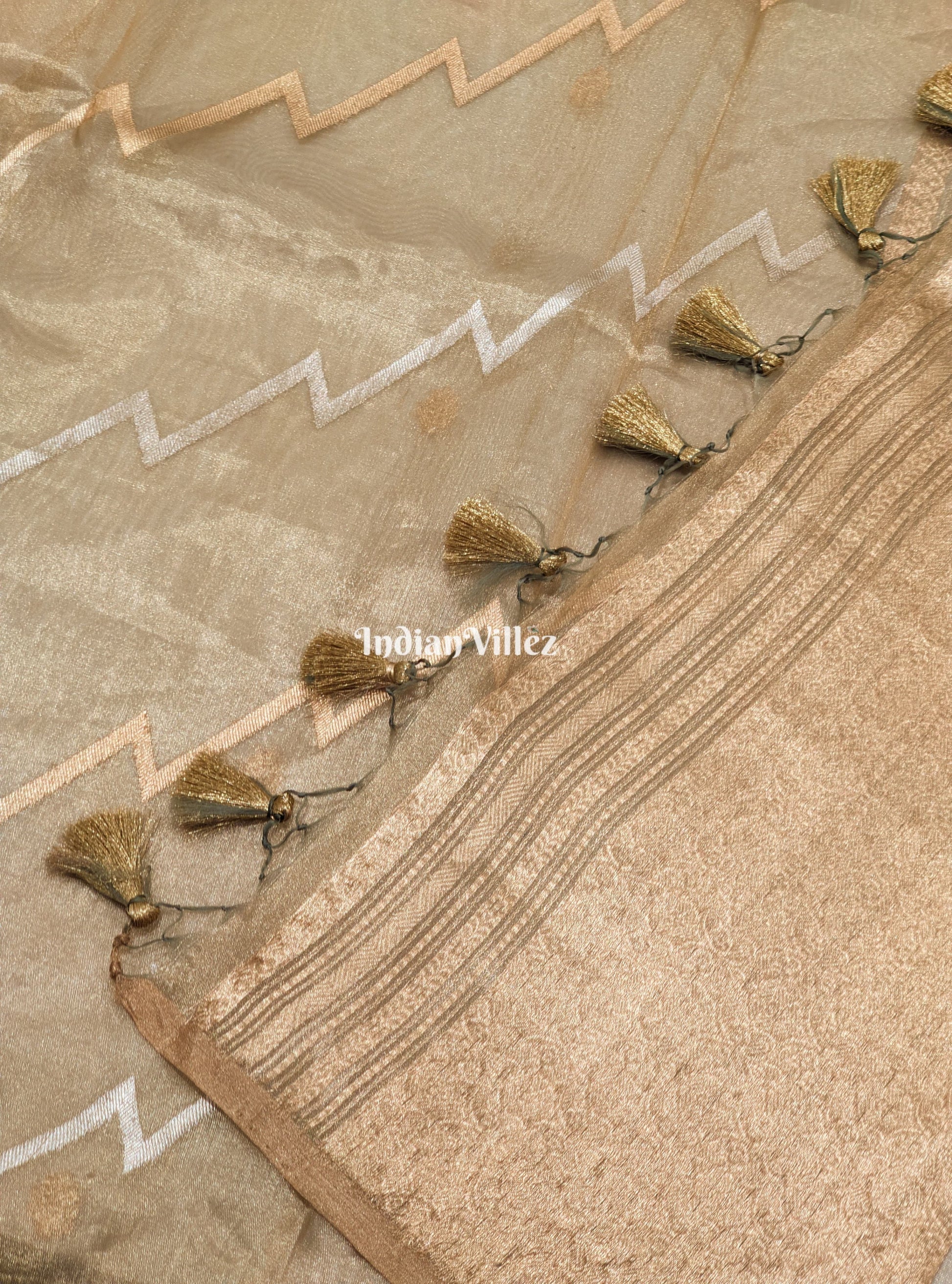 Golden Zari Woven Banarasi Tissue Saree