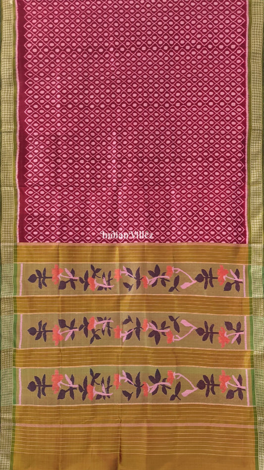 Maroon Odisha  Contemporary Khandua Silk Saree