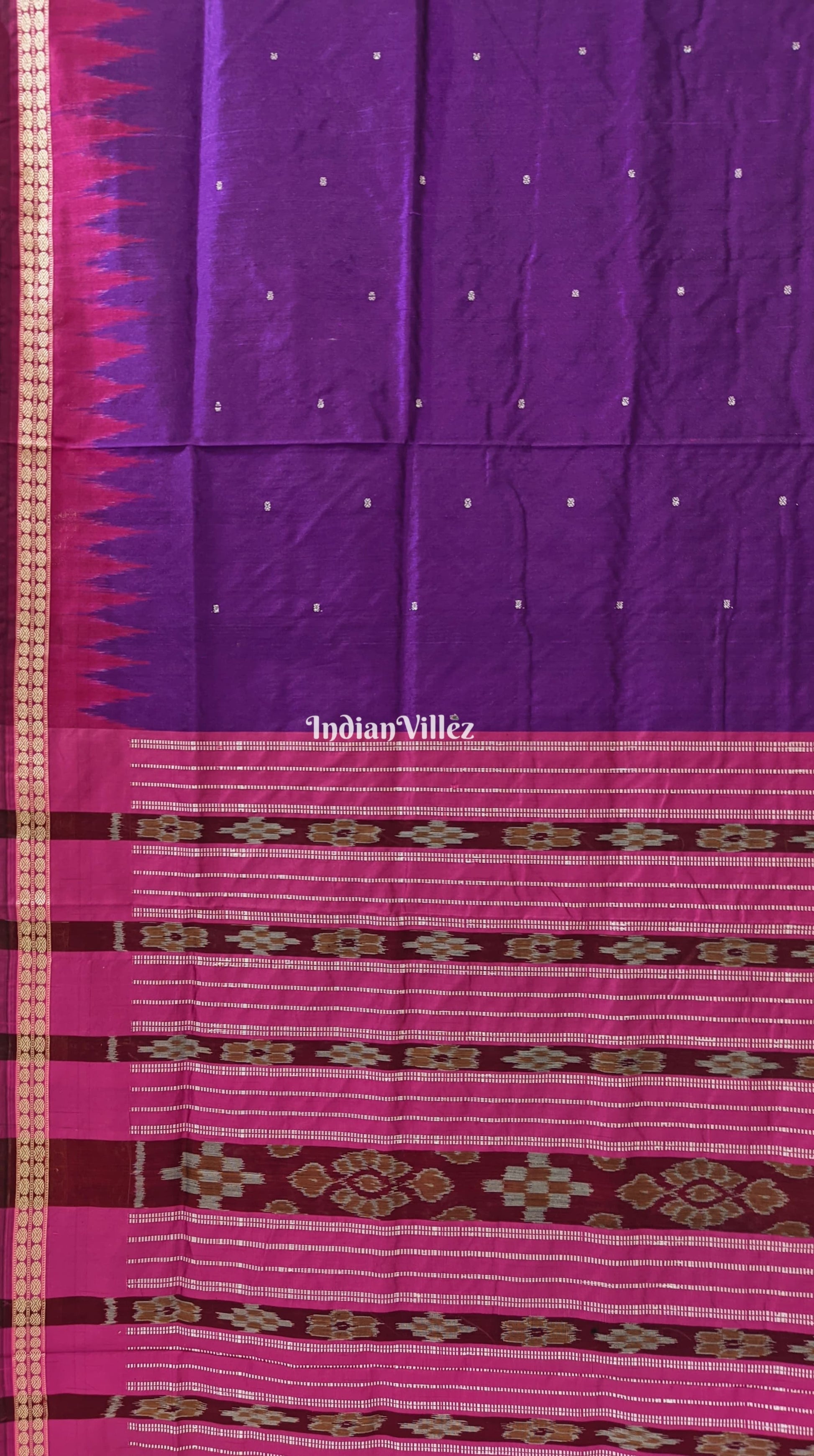 Purple Pink Sambalpuri Bomkai Silk Saree with Pasapali Anchal