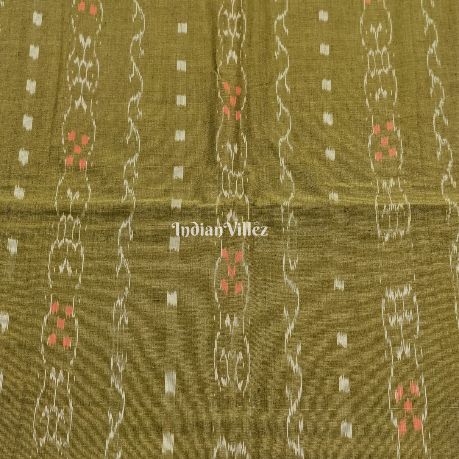 Brown Tipa Design Sambalpuri Ikat Cotton Fabric