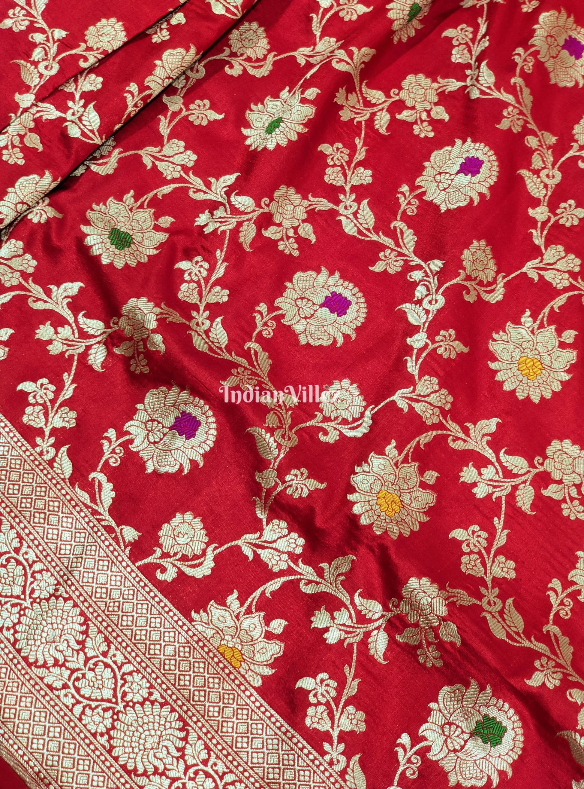 Red Designer Banarasi Meenakari Katan Silk Saree