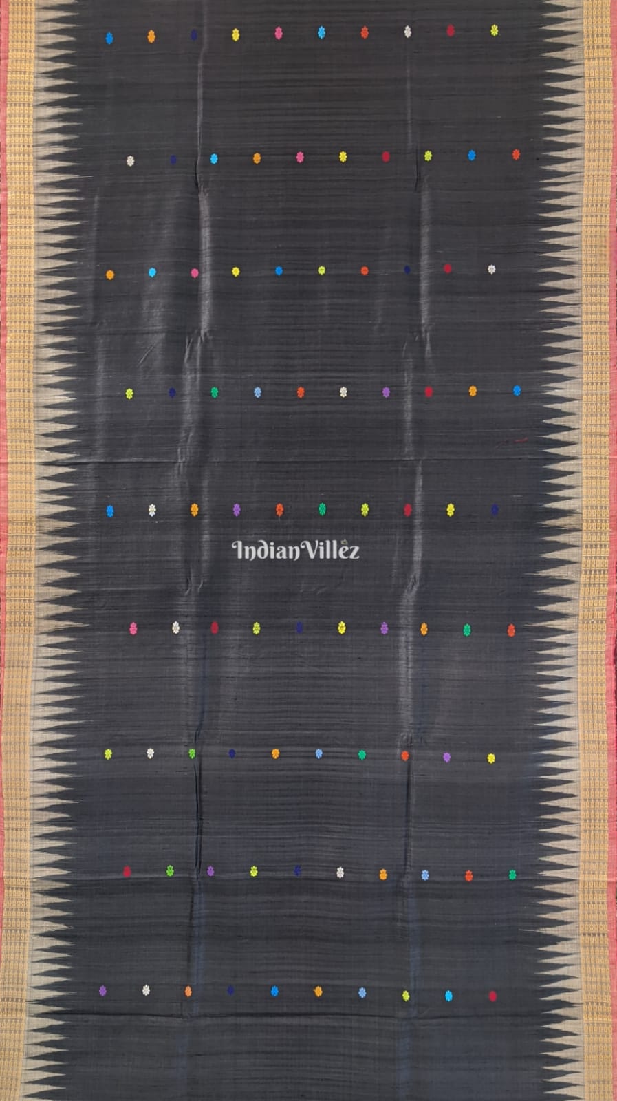 Grey Black Odisha Ikat Gopalpur Tussar Silk Saree