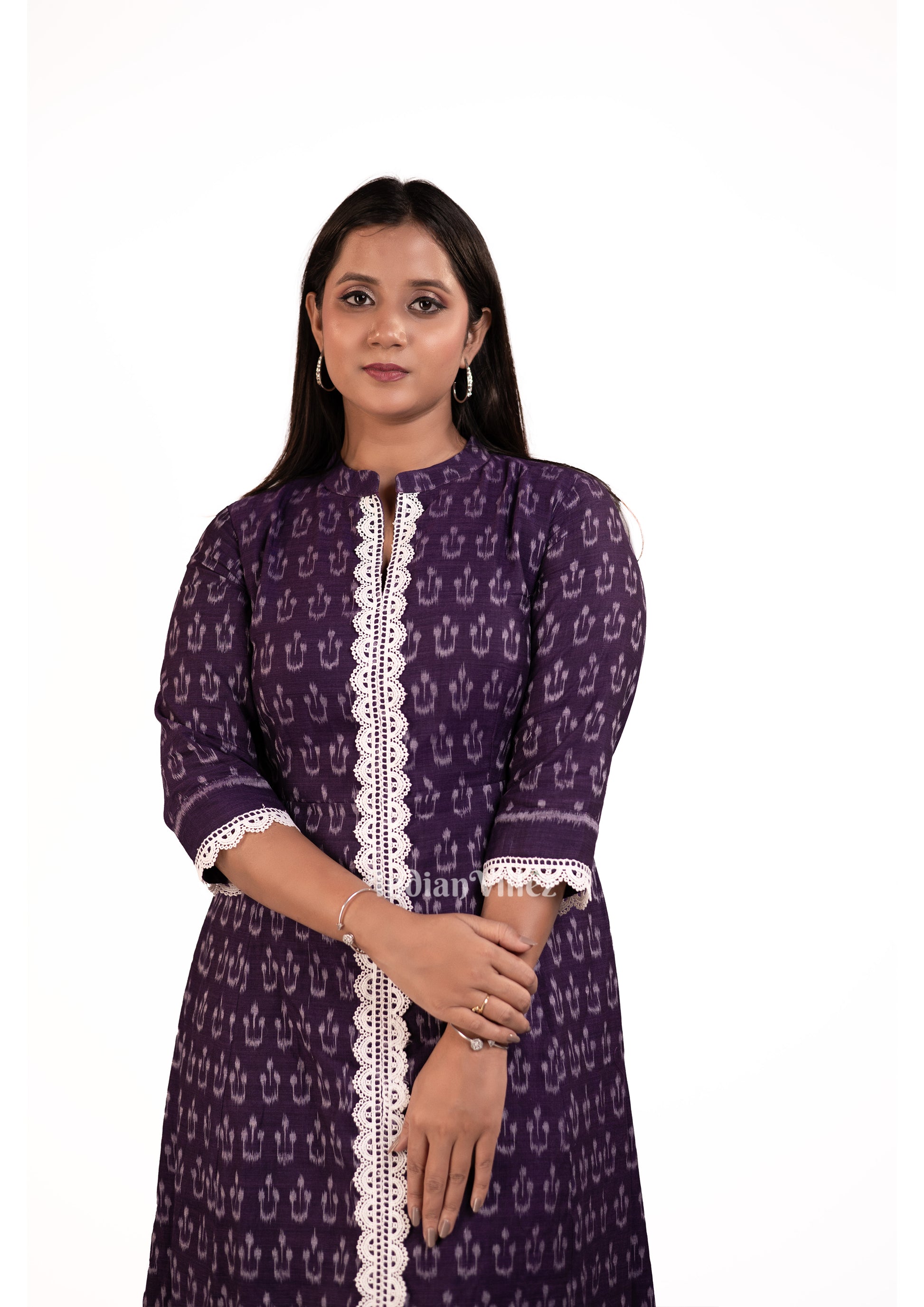 Violet Sambalpuri Odisha Ikat Designer Cotton Kurti for Women 