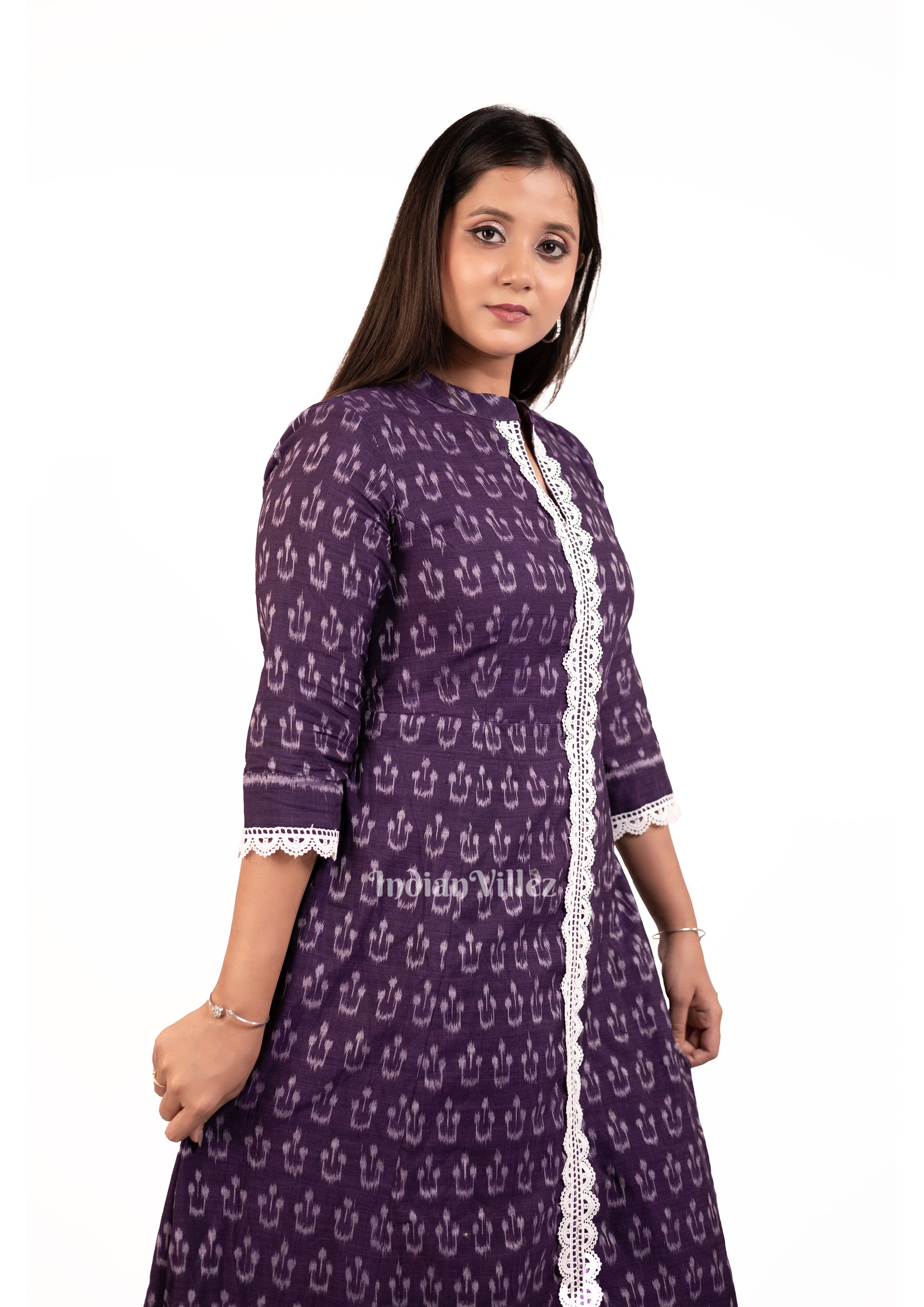 Violet Sambalpuri Odisha Ikat Designer Cotton Kurti for Women 