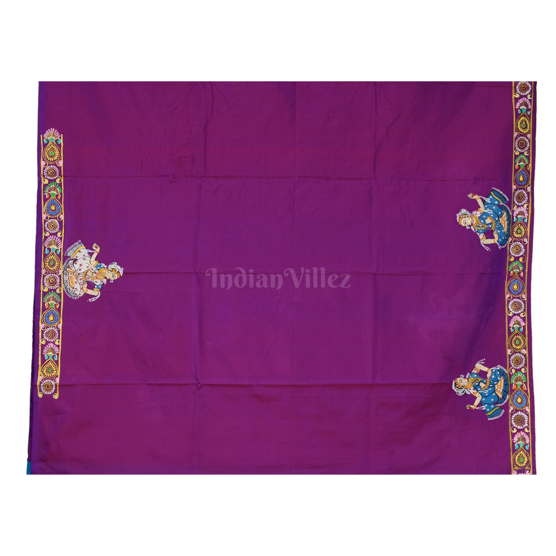 Sky Blue & Magenta Savitri Theme Pattachitra Silk Saree