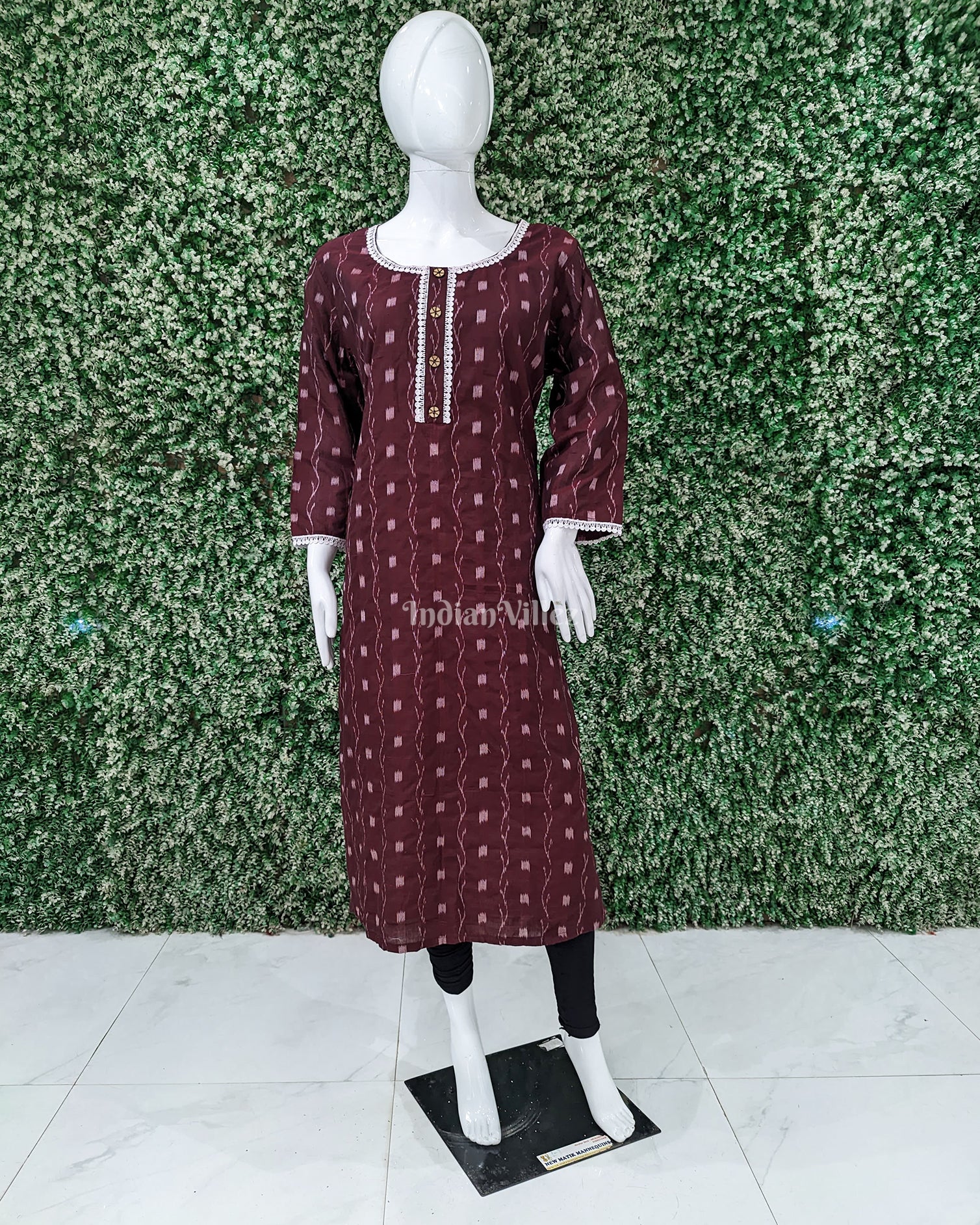 Maroon Butta design Odisha Ikat Designer Cotton Kurti for Women