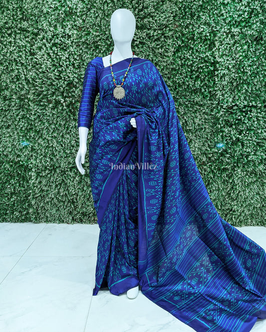 Blue Odisha Ikat Contemporary Silk Saree