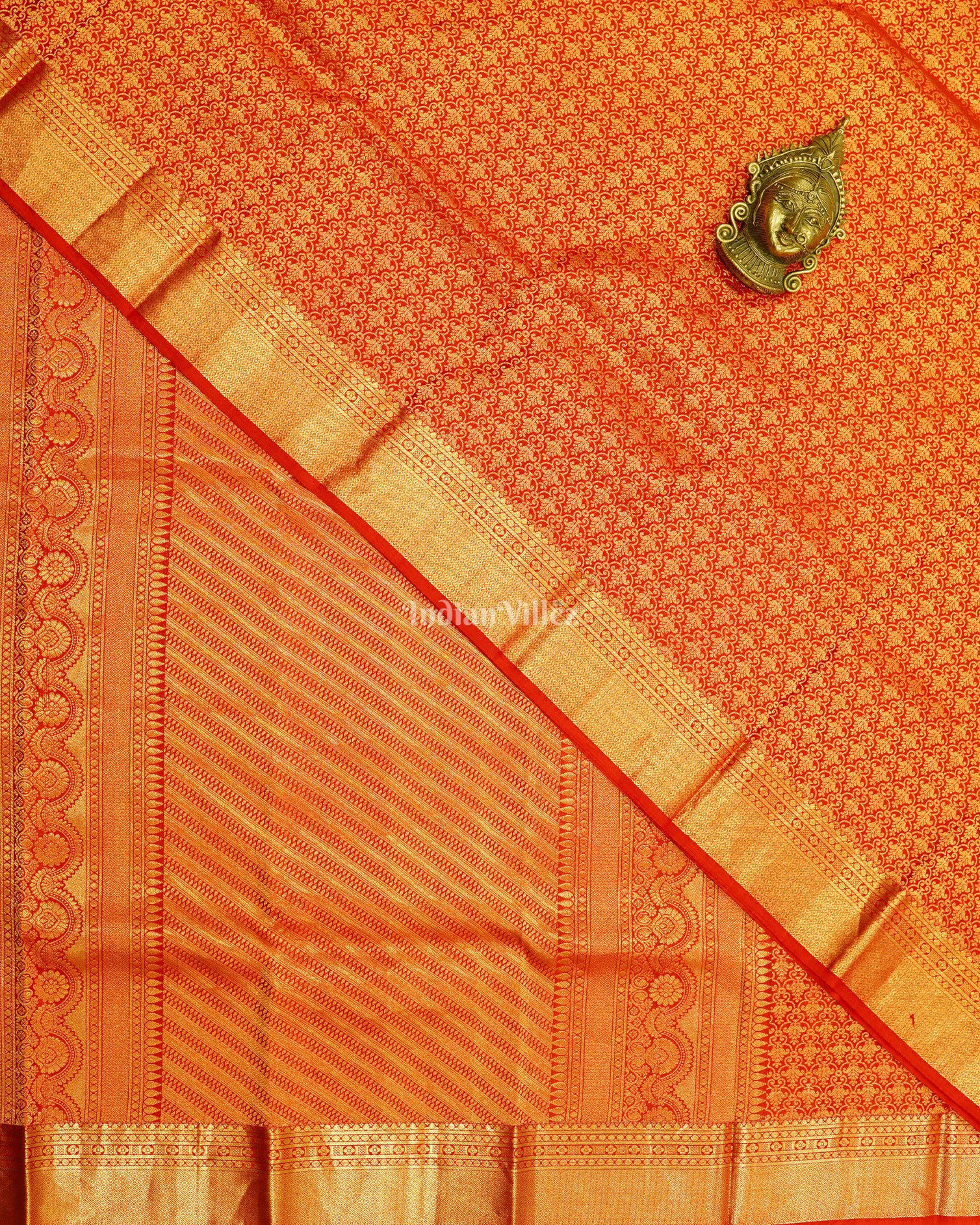 Red Golden Pure Kanjivaram Silk Saree