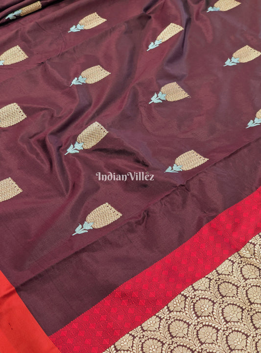 Cofee Red Banarasi Katan Silk Saree