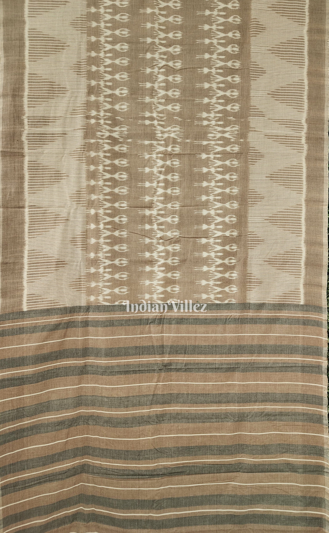 Light Brown Odisha Ikat Sambalpuri Pure Cotton Saree