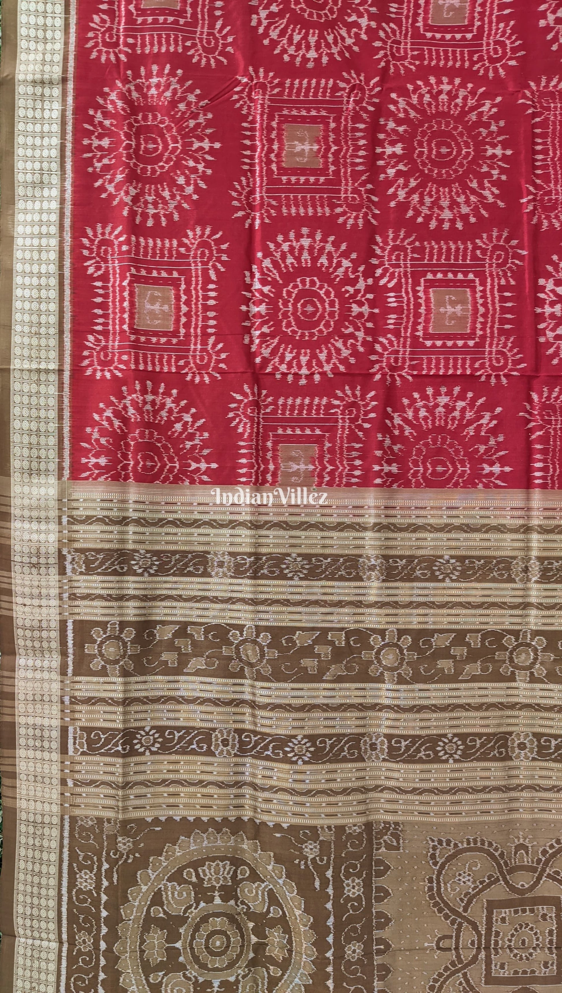 Maroon Tribal Sambalpuri Bomkai Silk Saree