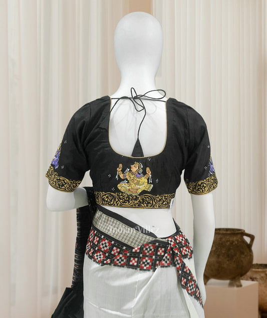 Exclusiive Black Nartaki Theme Hand-Painted Pattachitra Blouse