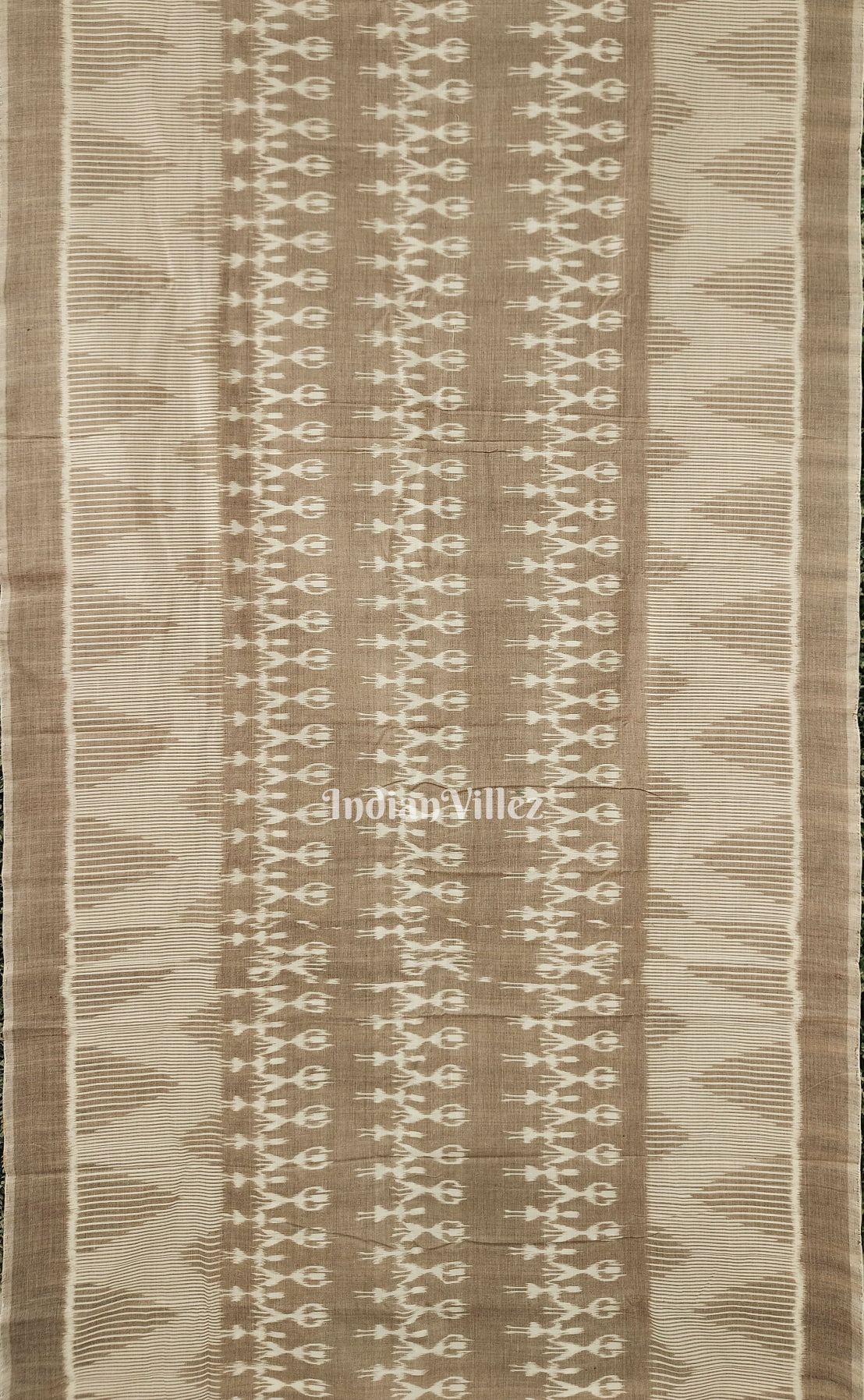 Light Brown Odisha Ikat Sambalpuri Pure Cotton Saree