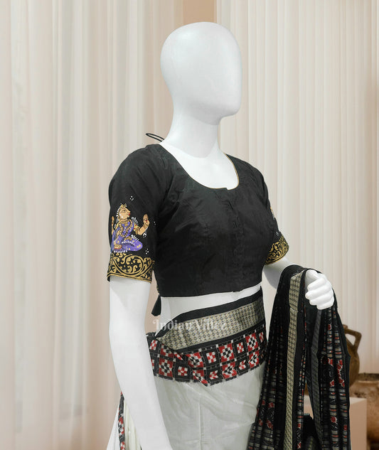 Exclusiive Black Nartaki Theme Hand-Painted Pattachitra Blouse