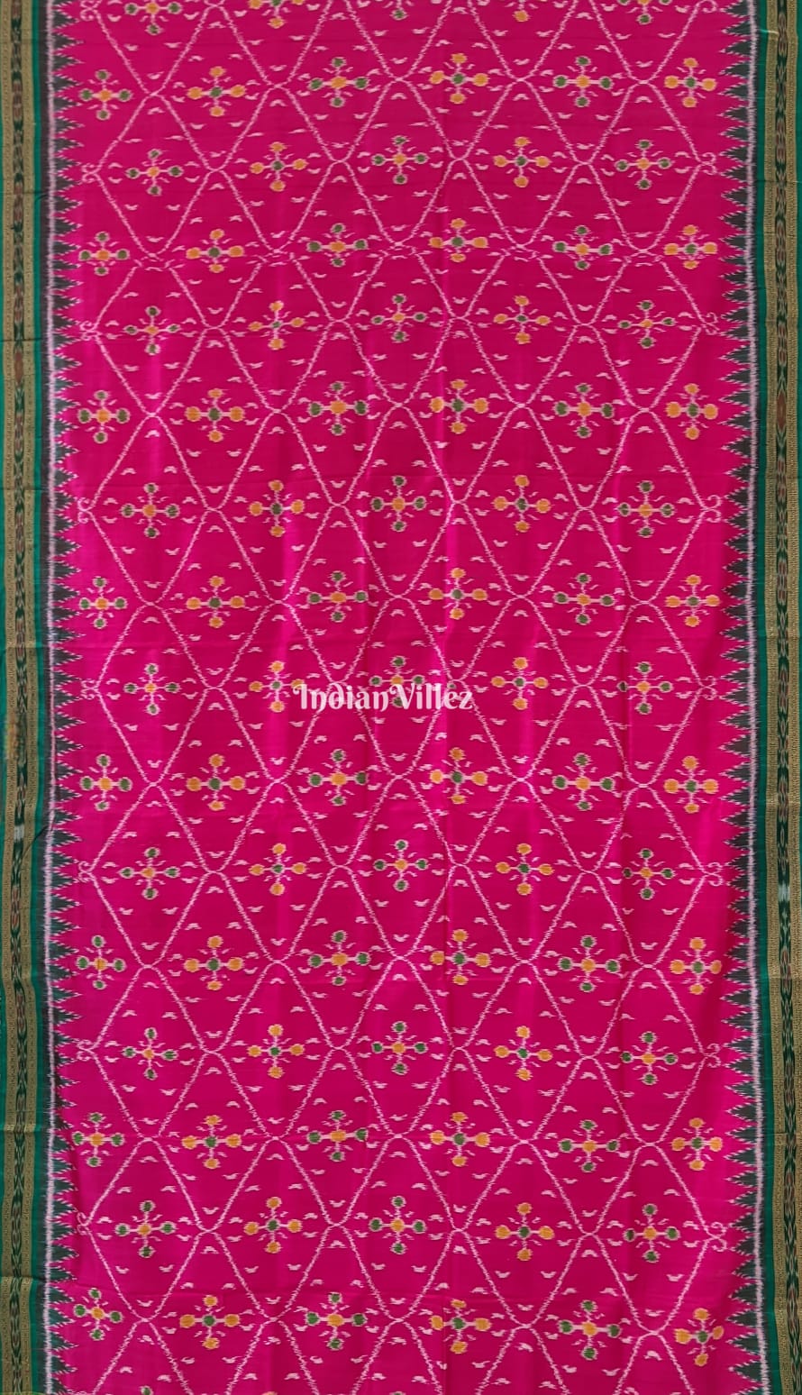 Rani Color Odisha Ikat Khandua Silk Saree