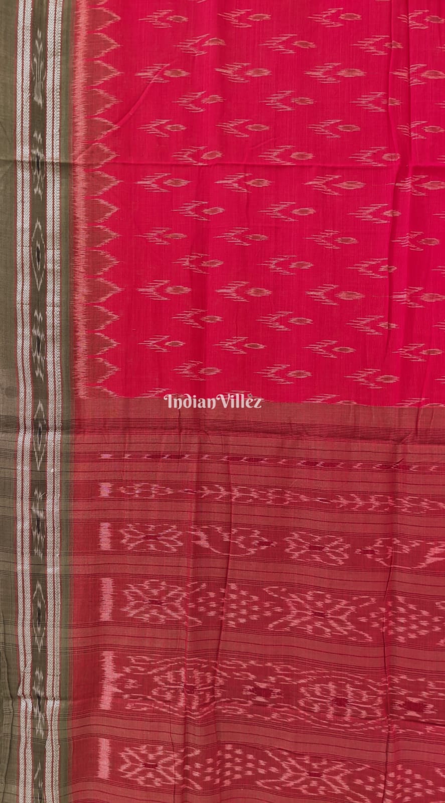 Red Mayur Chandrika Maniabandha Cotton Saree