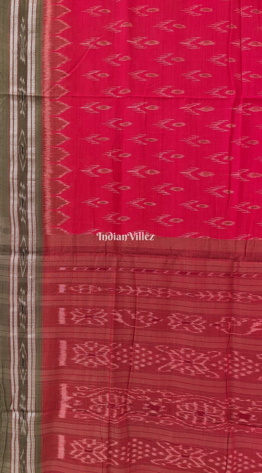 Red Mayur Chandrika Maniabandha Cotton Saree