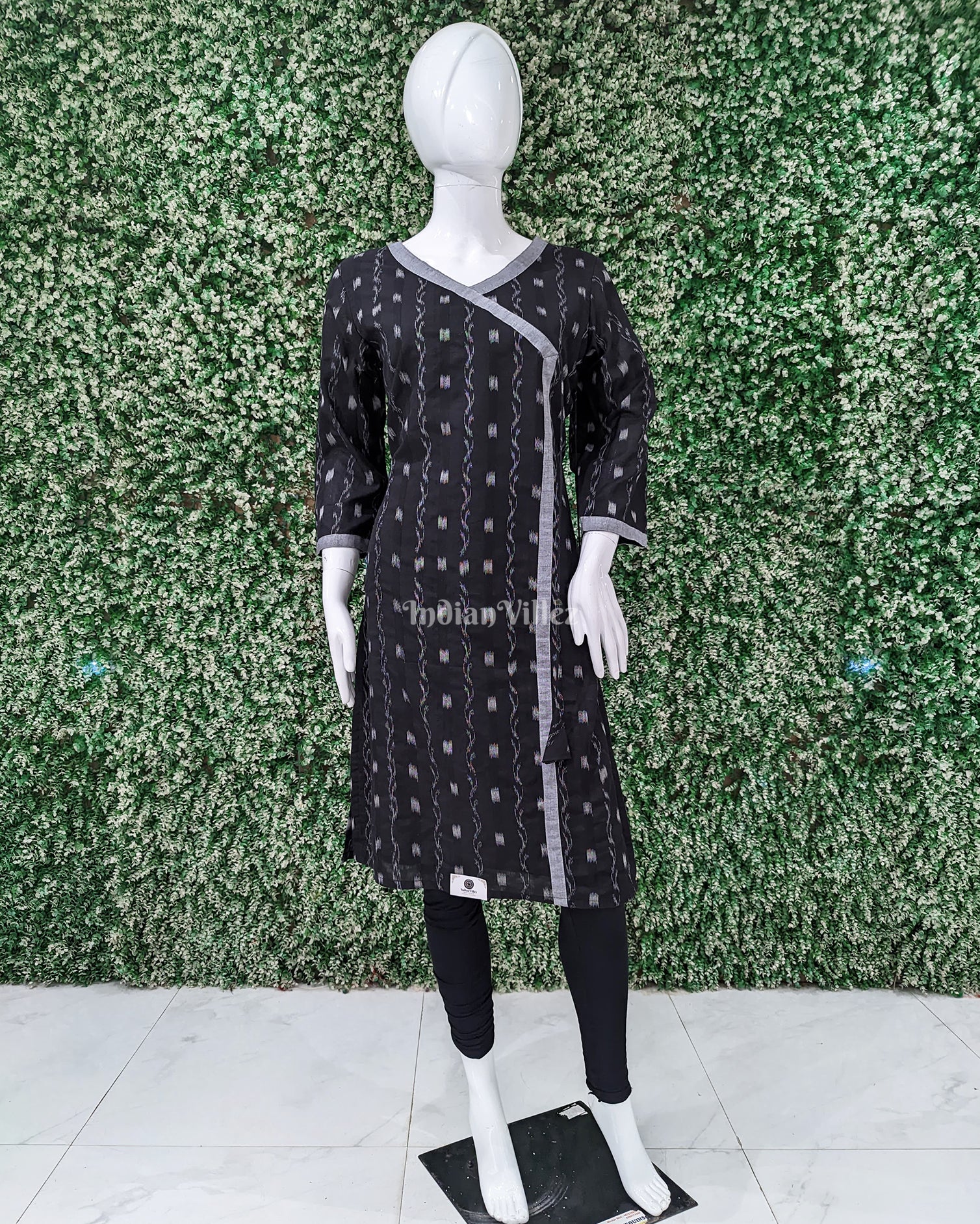 Black Butta design Odisha Ikat Designer Cotton Kurti for Women