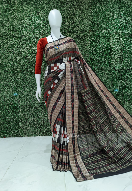 Black White Pasapali Theme Bichitrapuri Silk Saree