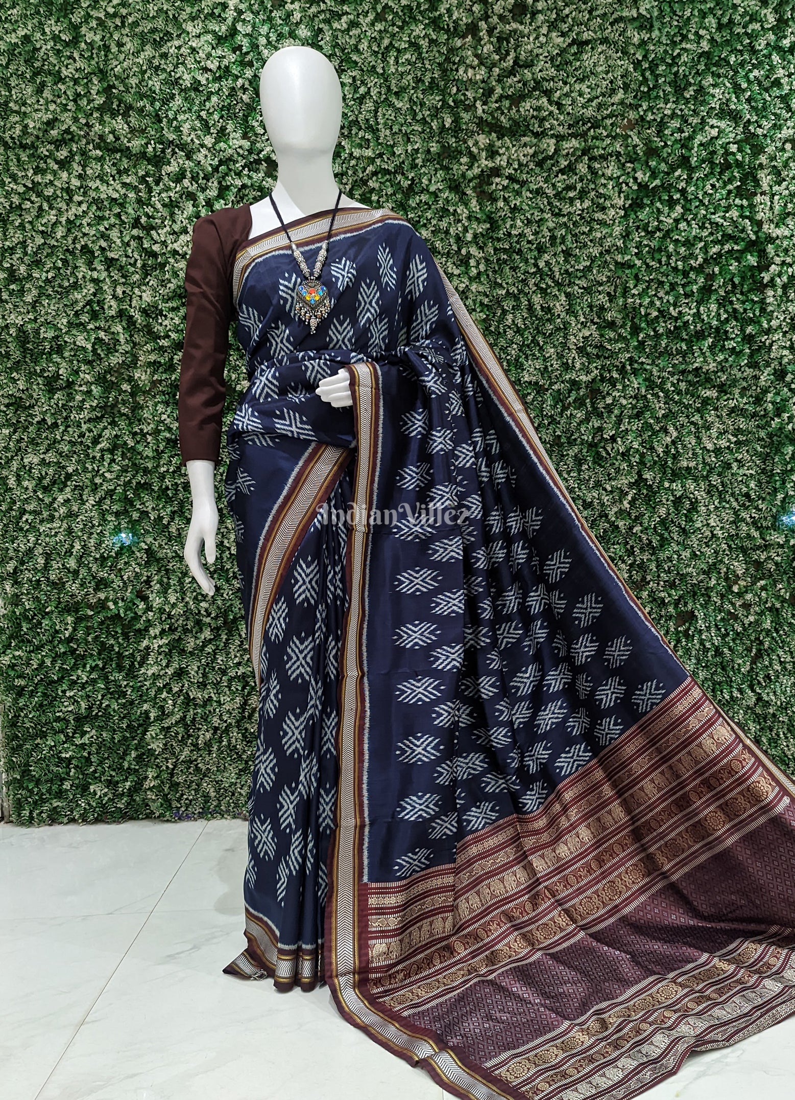 Berry Blue Dongria Border Contemporary Silk Saree