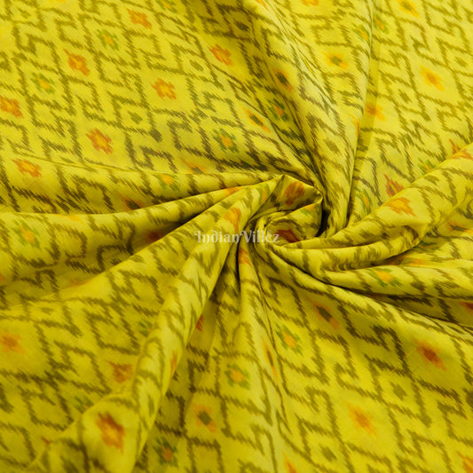 Yellow Handwoven Pochampally Ikat Sico Fabric