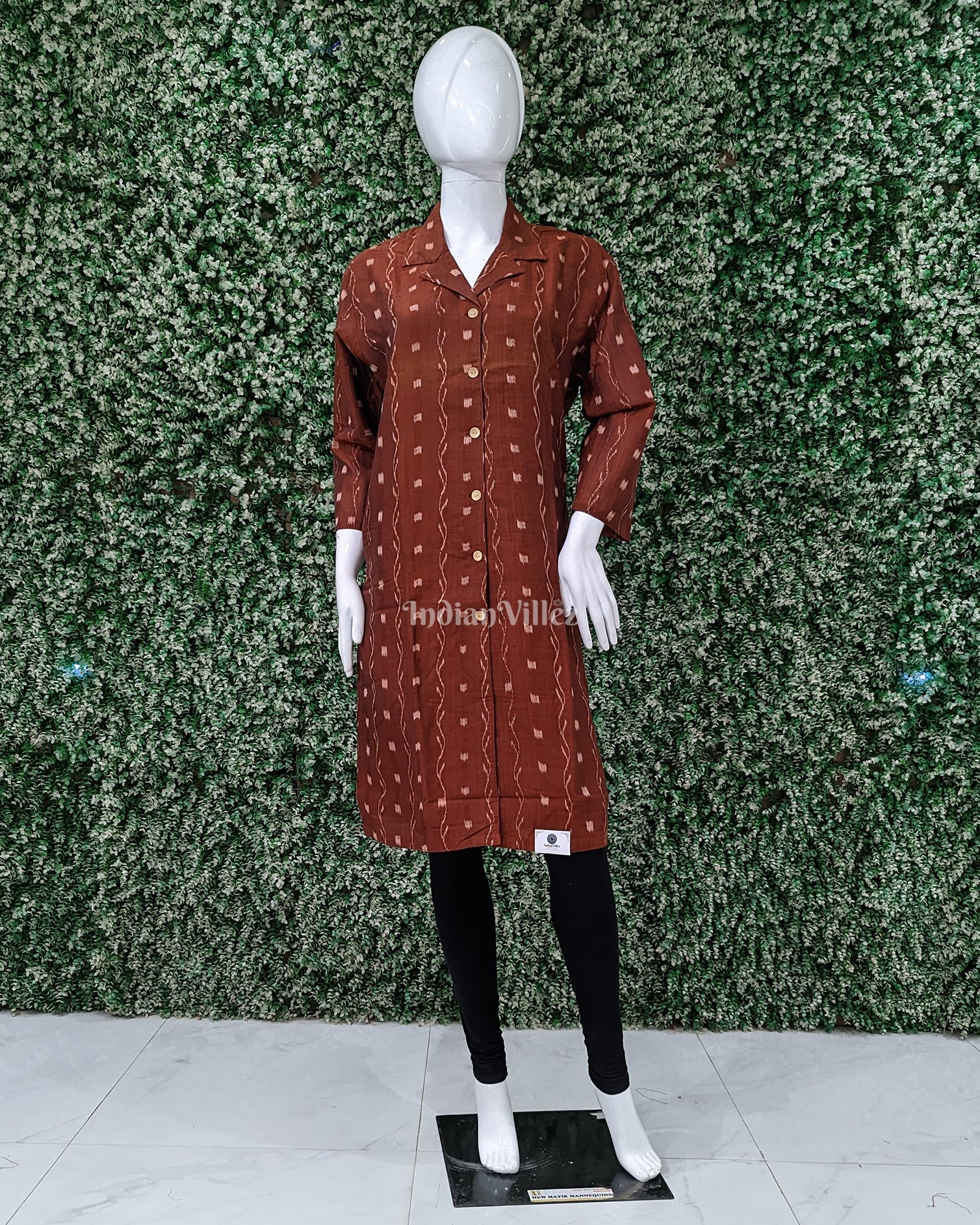 Maroon Black Sambalpuri Tipa design Odisha Ikat Designer Cotton Kurti for Women