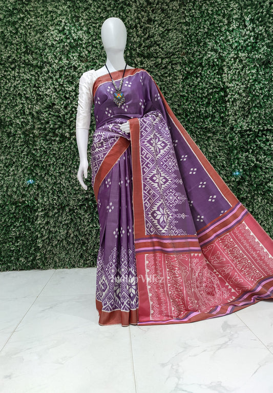 Lavender Dual Tone Odisha Ikat Designer Contemporary Silk Saree