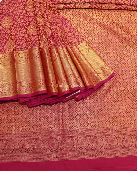 Pink With Golden Border Kanjivaram Silk Saree